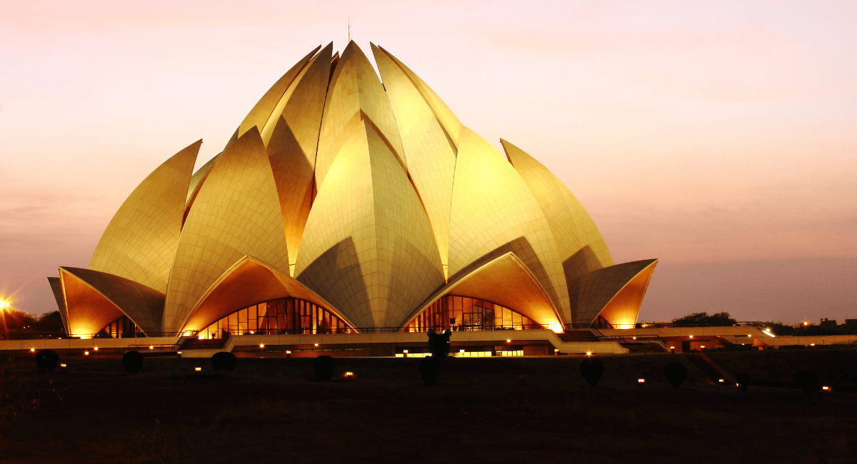 The Lotus Temple, located in the bustling capital of India