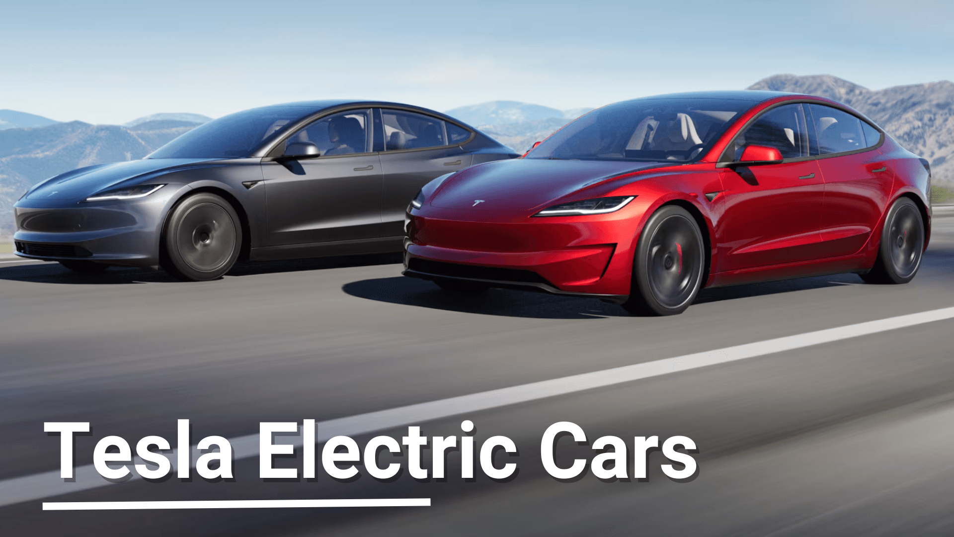 Tesla Electric Car In Light Black and Red